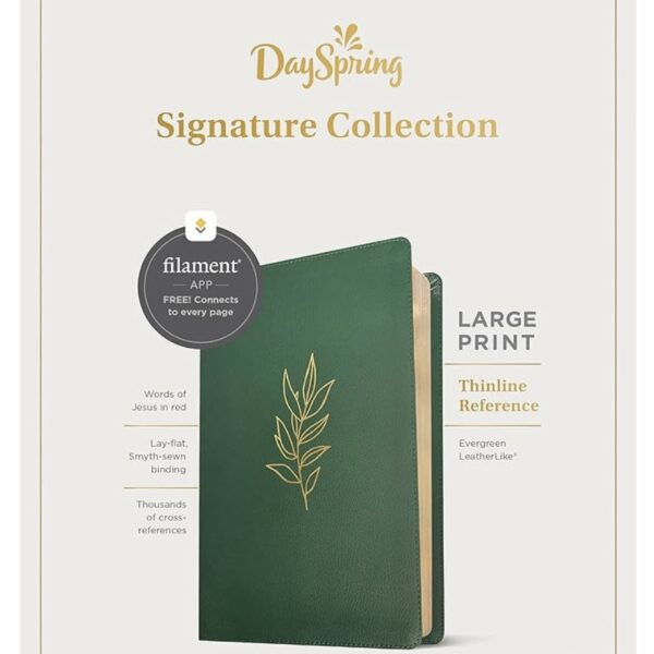 NLT Large Print Thinline Reference Bible, Filament-Enabled Edition (Evergreen, Red Letter): DaySpring Signature Collection