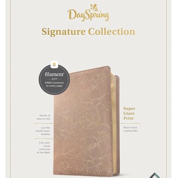 NLT Super Giant Print Bible, Filament-Enabled Edition (LeatherLike, Blush Floral, Red Letter): DaySpring Signature Collection
