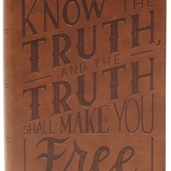 NKJV, Personal Size Large Print End-of-Verse Reference Bible, Verse Art Cover Collection, Leathersoft, Brown, Red Letter, Comfort Print: Holy Bible, New King James Version